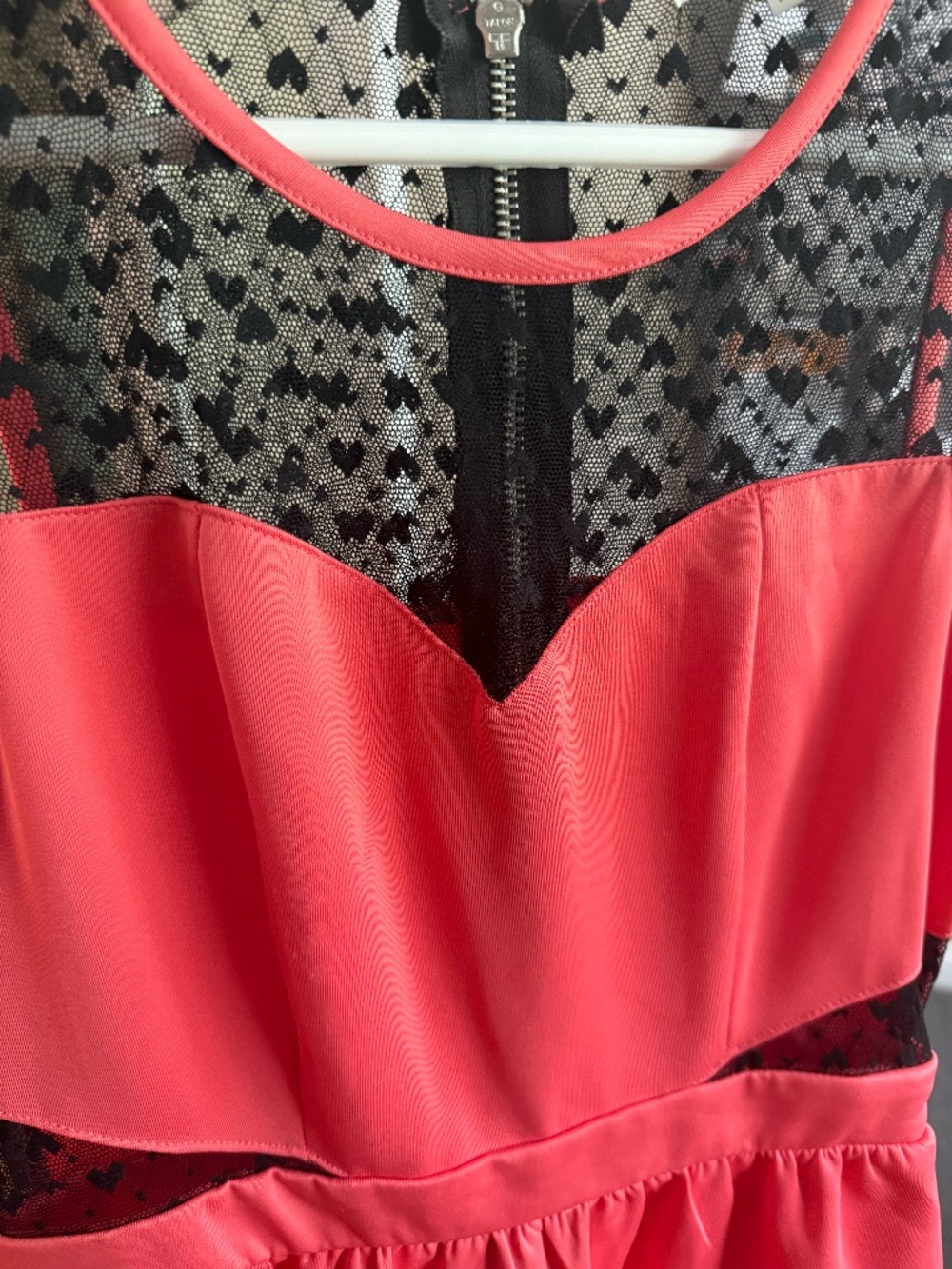 Charlotte Russe Coral Pink & Black Lace Fit & Flare Dress Size Medium